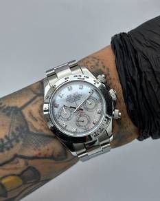 Custom Seiko Mod 39.5mm White MOP Steel Daytona