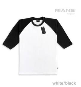 T-shirt raglan white - black