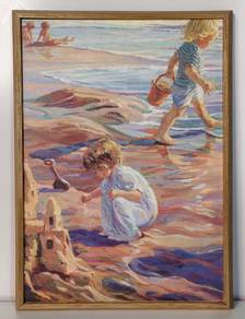 Beachside Play Lithograph Print