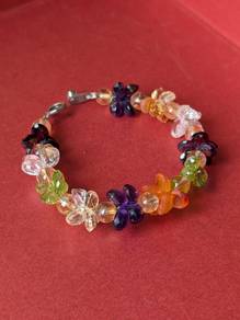 Amethyst & peridot ring stone mix natural crystal