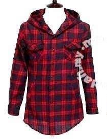 B0297 RED HOODIE KEMEJA MERAH LONG SLEEVE SHiRT