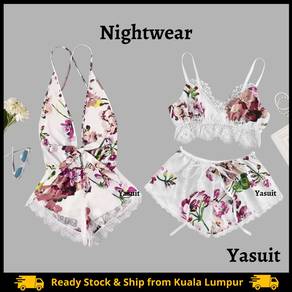 Sexy Lingerie Nightwear Floral Bow Satin Lace