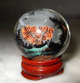 Miniature Chinese Glass Globe with Stand - 4cm
