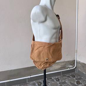 brown canvas crossbody messenger bag
