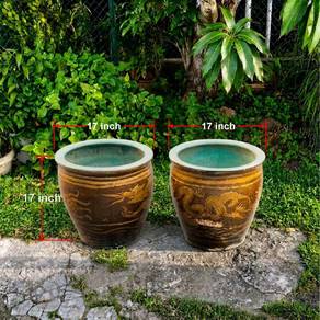 Antique Ceramic Pots with Dragon Motif