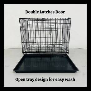 Dog Cat Pet Metal Cage Collapsible with Bowel Plas