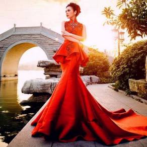 Red cheongsam wedding prom dress RB0894