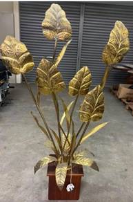 Vintage Handcrafted Metal Leaf Floor Sculpture