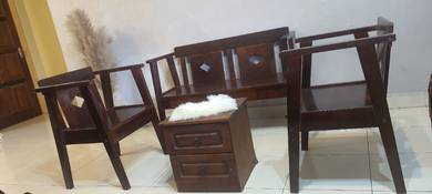 set kerusi sntai kayu 3+1+1