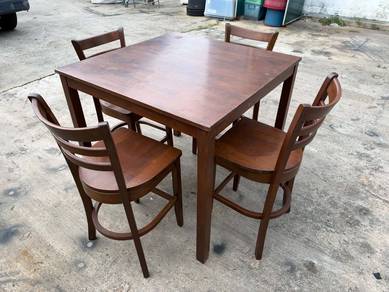 [Set] Solid Tall High Bar Table Meja + Kerusi 4 Ba