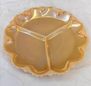 Pinggan anchor hocking orange divided plate