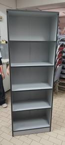 Tall 5-Tier Grey Metal Bookshelf