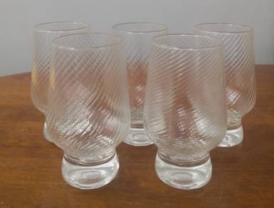 Cawan vintage retro footed glass cup 5