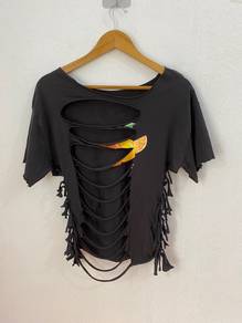 Custom DIY Deconstructed Citrus Graphic Cutout Tee