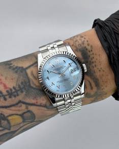 Custom Seiko Mod 36mm Ice Blue Arabic DateJust