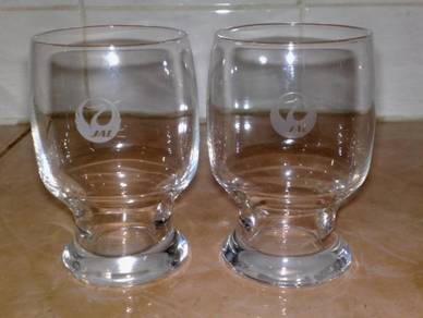 Cawan Japan Airlines JAL footed crystal glass 2