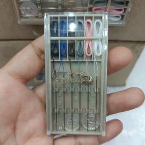 plastic-cased portable travel sewing kit
