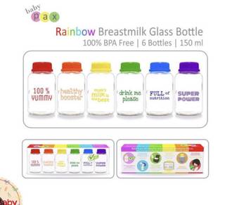 6 Pcs Rainbow Breastmilk Glass Bottles