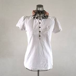 Burberry Nova Checked Round Collar White T-Shirt