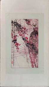 Chinese Ink Painting of Cherry Blossoms and Bird