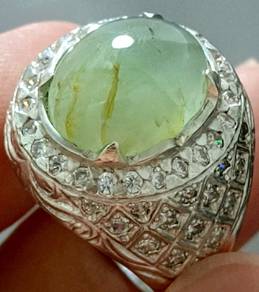 Cincin Perak Batu Zamrud Colombia Asli - Emerald