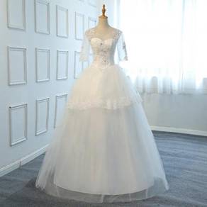 White long sleeve wedding bridal dress gown RB0940