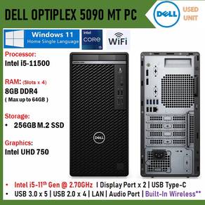 Dell 5090 MT PC Intel i5-11th Gen 8GB 256GB SSD