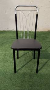 A629 Kerusi Besi Metal Chair PU Seat Pad Silver Bl