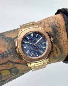 Custom Seiko Mod Fluted Blue DJ Rose Gold Nautilus