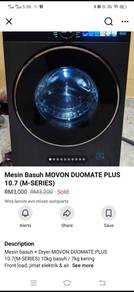 Mesin Basuh Duomate (Basuh 10kg+Kering 7kg)