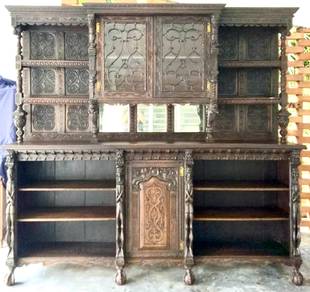 Large Antique Carved Display Cabinet