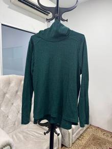 Green Ribbed Turtleneck Sweater