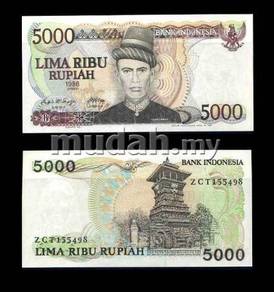 Indonesia 5000 rupiah 1986 p 125 unc