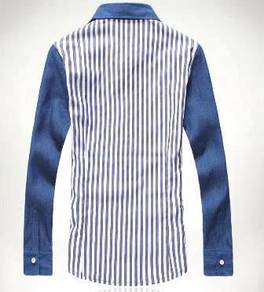A0524 BLUE VERTICAL STRIPE LONG SLEEVE SHiRT