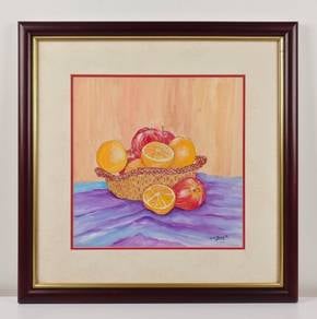 Vintage Framed Still Life Fruit Basket Print