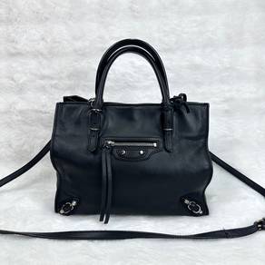 Balenciaga Black leather Papier Mini Tote Bag SHW