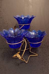 3 Glass Bowl Deco Set with Metal Stand