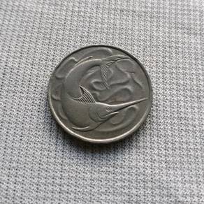 1977 Singapore 20 Twenty Cents Swordfish AU
