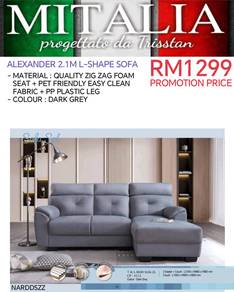 Sofa L Shape Kain Pet Friendly Easy Clean Fabric