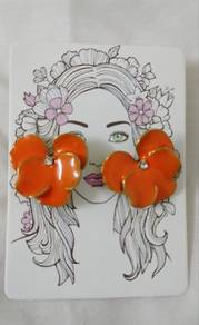 Bold Orange Floral Statement Earrings