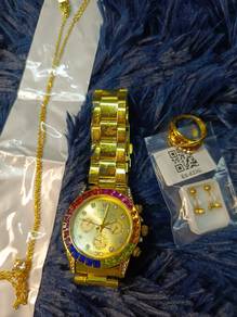combo jam, rantai, cincin, subang