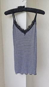 Guess Black & White Striped Tank Top