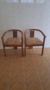 Solid Wooden Armchairs with Cushioned Seats