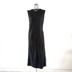 Elegant Black With Beige Side Folding Dress