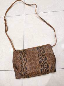 Bonia Monogram Brown Crossbody Bag