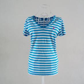 Ralph Lauren V-Neck Stripes Blue/White Top