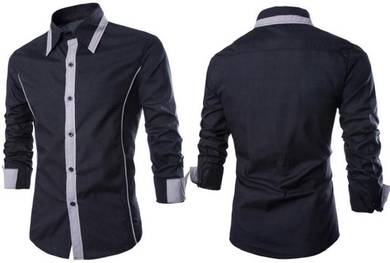 0538 Gentleman Black Business Long Sleeved Shirt