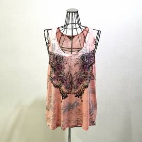 GUESS Sleeveless Racerback Butterfly And Rosses