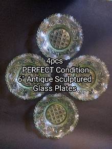 4x PERFECT condition ANTIQUE cut glass plates
