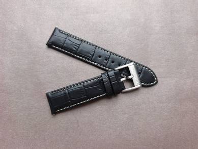 HAMILTON 20mm Black Croc Leather Watch Strap